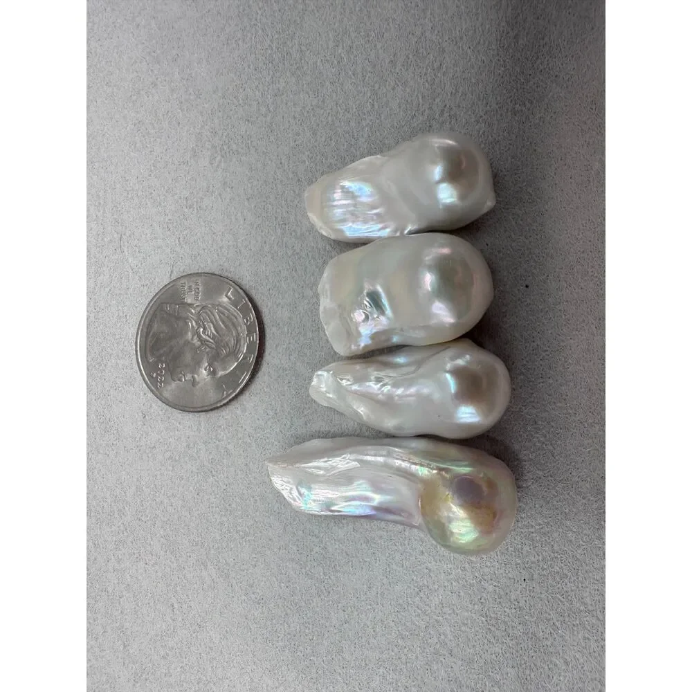 Lot 4 Big White Baroque Pearls for DIY